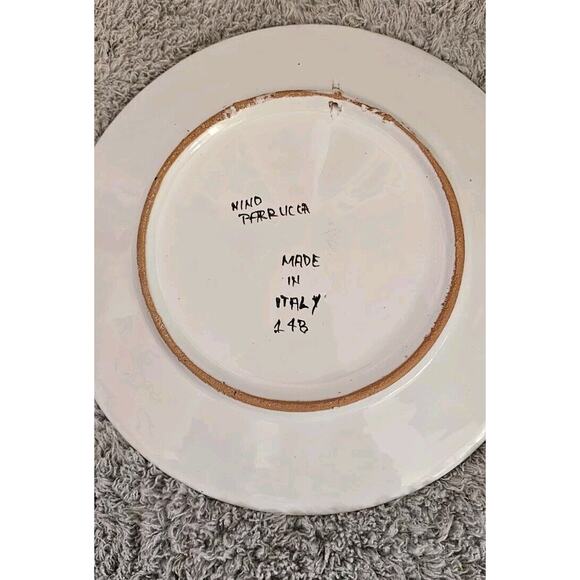 Nino Parrucca Pottery Modernist Plate 8.5" Made in Italy #148‎ Orange Harvest - Picture 2 of 3